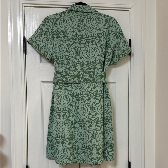 HILL HOUSE - The Laura Dress in Green Jacquard Mini Shirtdress - M - EUC! - Picture 3 of 5